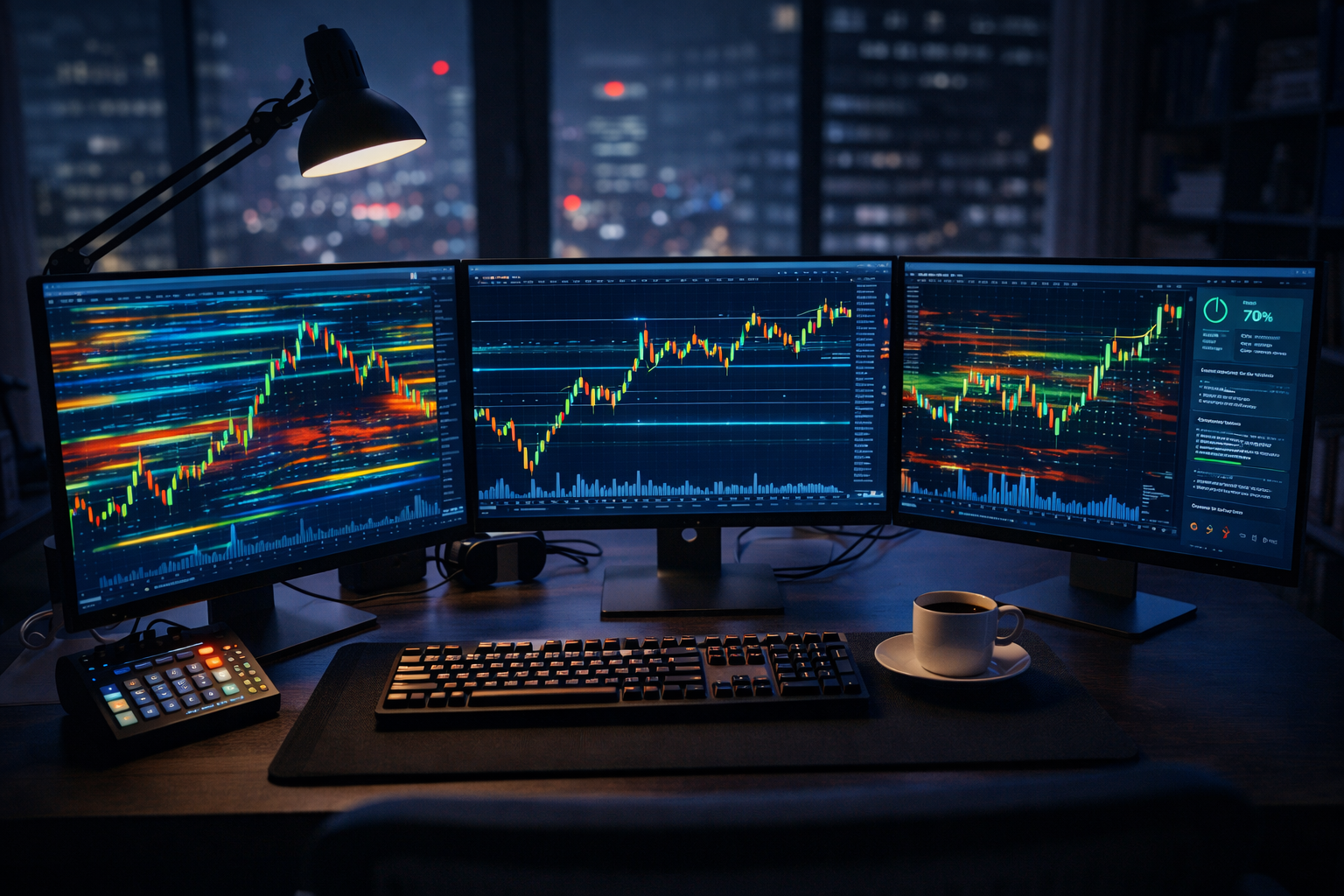 Professional Stock Trading Desk Setup with Advanced Charts